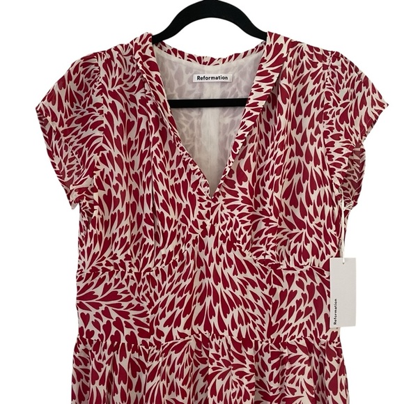 Reformation Alisa Heart Love Red and White Sundress with Flutter Sleeves NWT - Picture 5 of 16